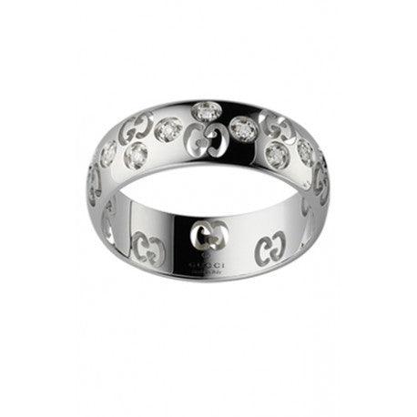Gucci Icon Bold Ring 18 Karat Weißgold und Diamanten Größe 13 246484 J8540 9066