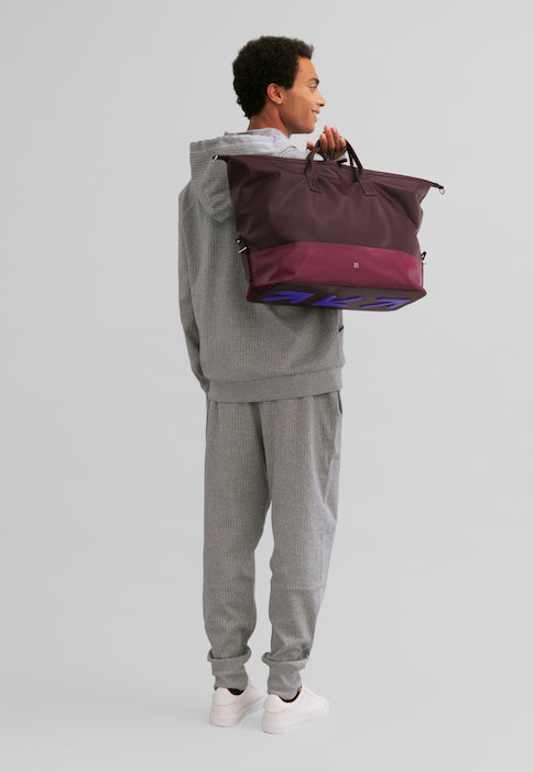 DUDU Herren- und Damen-Reisetasche aus Leder, Wochenendtasche mit zwei Griffen, Handgepäck oder Umhängetasche 28 Liter mit Reißverschluss