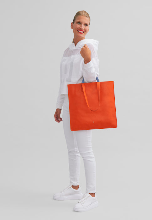 DUDU grote zachte damestas, boodschappentas van gekleurd leer, dubbele handvatten, elegante schoudertas, grote handtas