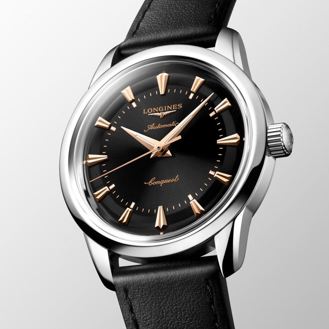 Longines Conquest Heritage 38mm black automatic steel watch L1.649.4.52.2 - Capodagli 1937