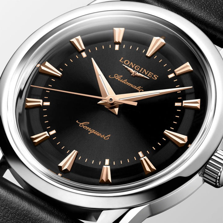 Longines Conquest Heritage 38mm black automatic steel watch L1.649.4.52.2 - Capodagli 1937