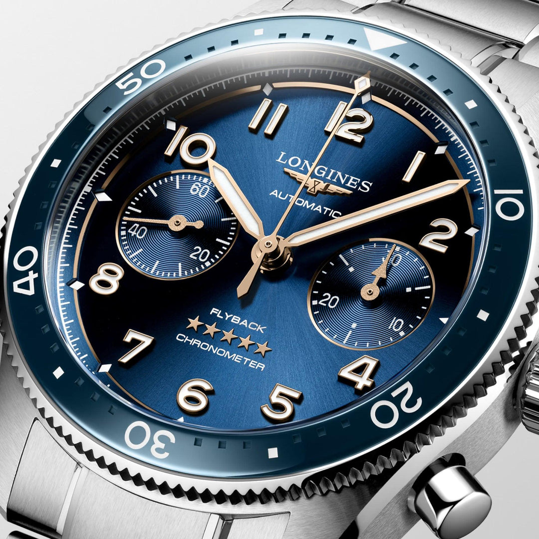 Longines orologio Longines Spirit Flyback 42mm blu automatico acciaio L3.821.4.93.6 - Capodagli 1937