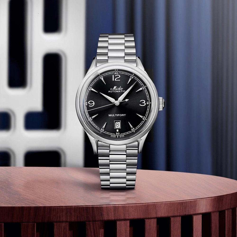 Mido watch Multifort Powerwind 40mm black automatic steel M040.407.11.057.00 - Capodagli 1937