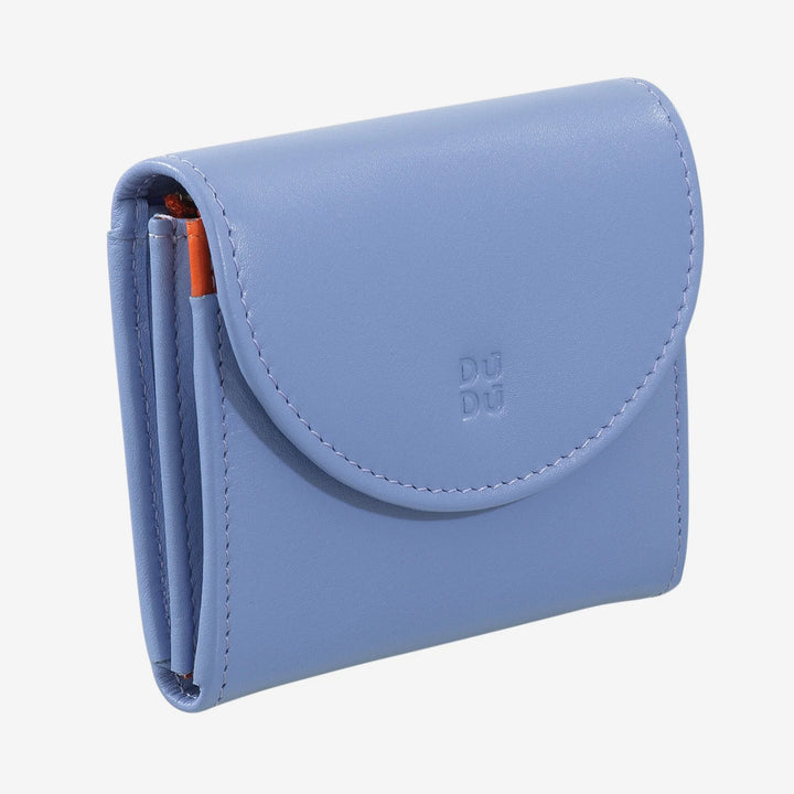 DUDU Mini slanke damesportemonnee van echt leer met portemonnee met ritssluiting, knoopsluiting, compacte gekleurde portemonnee