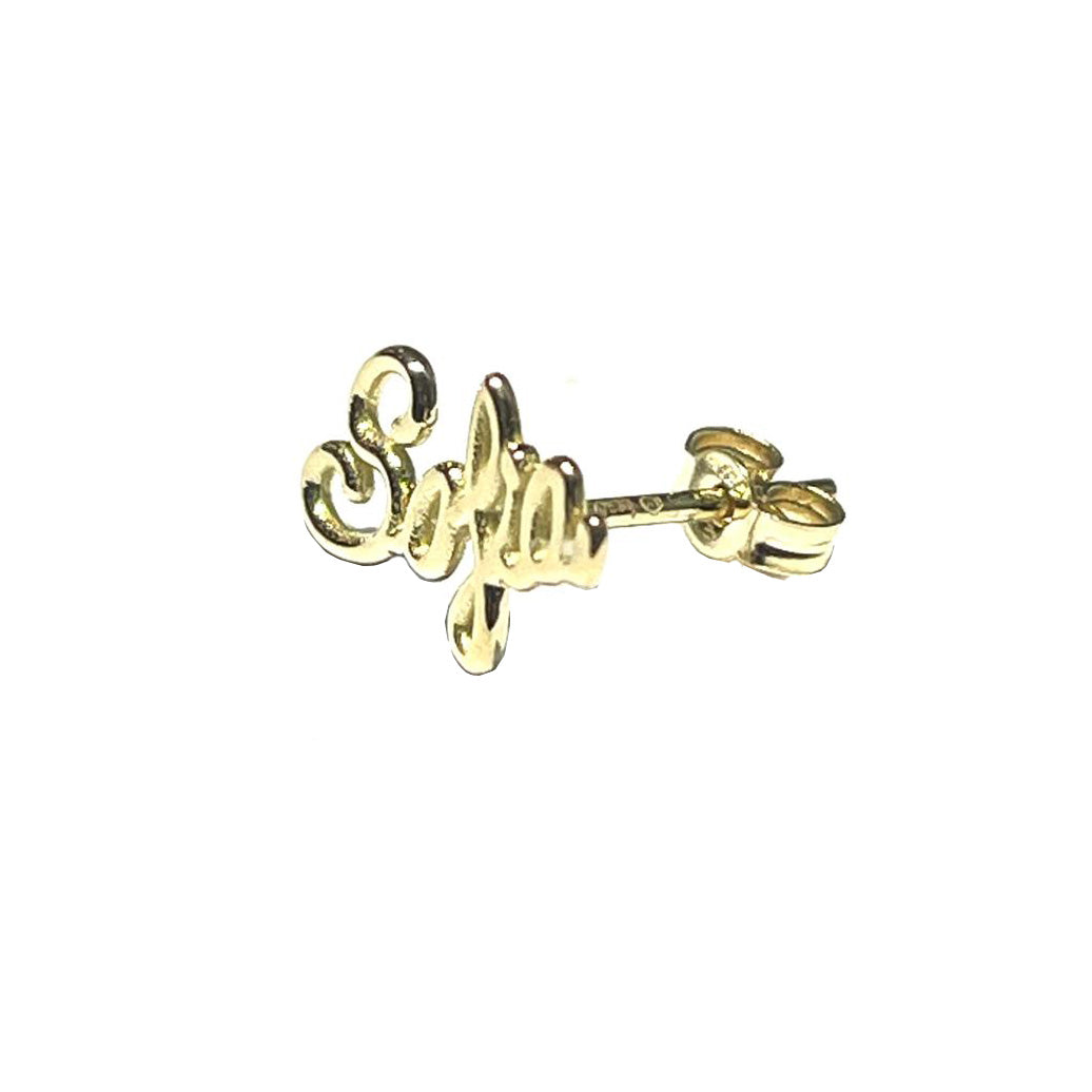 Mono earring with name 18kt gold thread