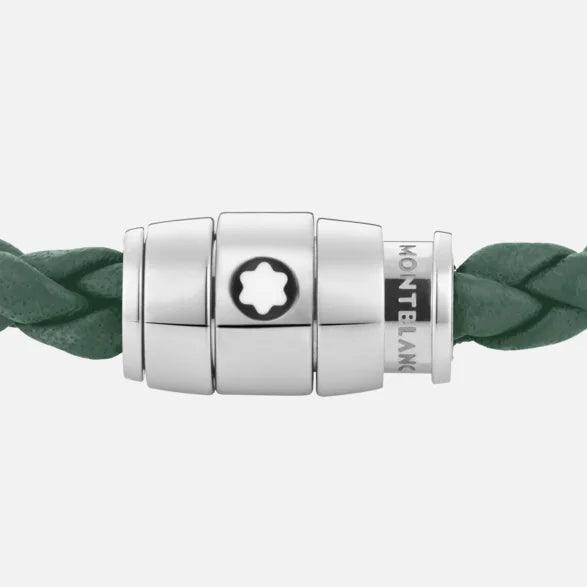 Montblanc steel bracelet with 3 ring clasp and pewter leather size S 13315060