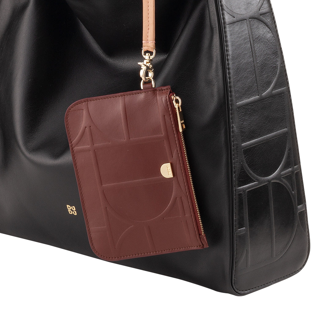 DUDU dames schoudertasje van bedrukt leer, handtas - elegant, compact en praktisch voor kaarten, munten en kleine voorwerpen
