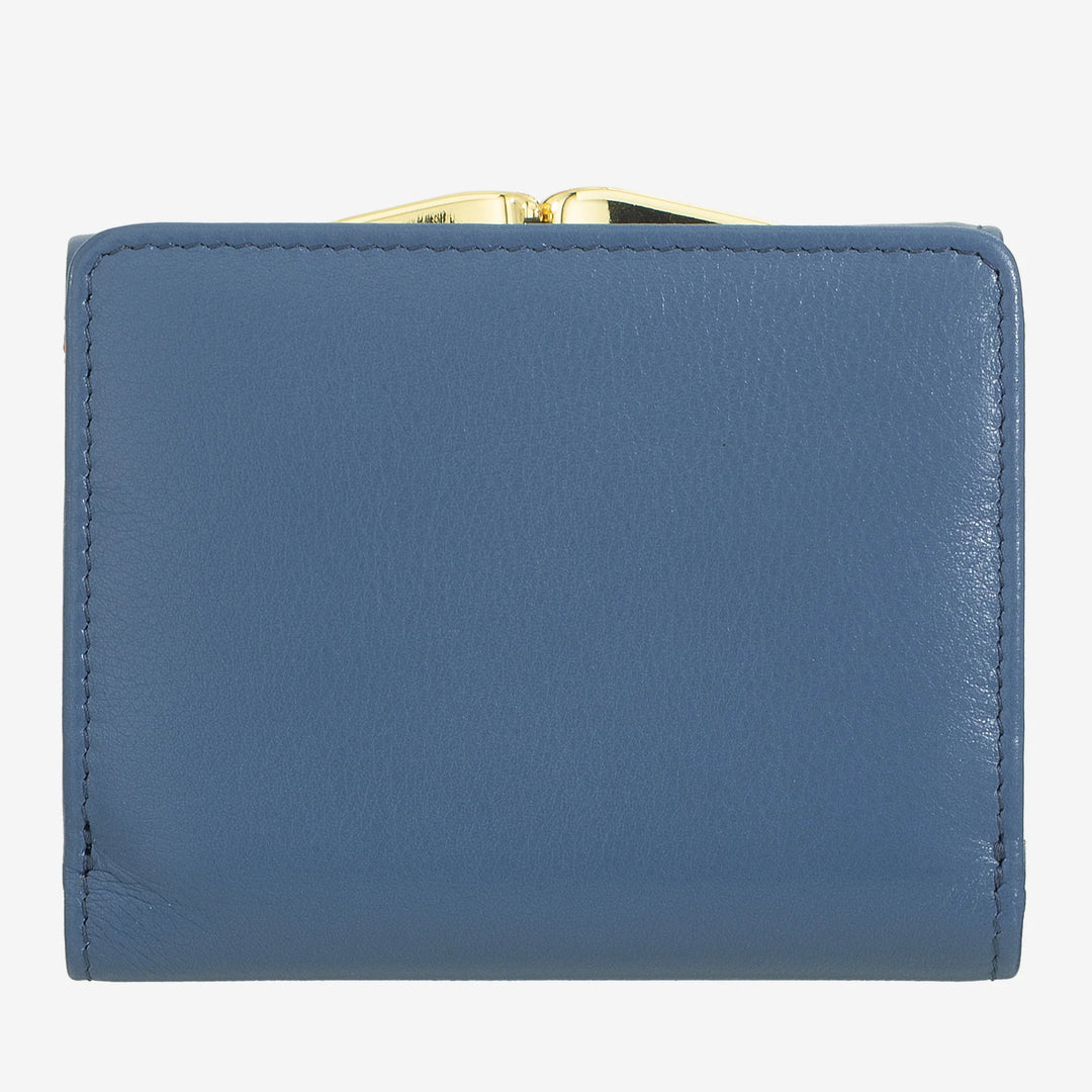 DUDU Kleine Damenbrieftasche aus RFID-Leder mit kompaktem Click-Clac-Münzfach und 6 Kartenfächern