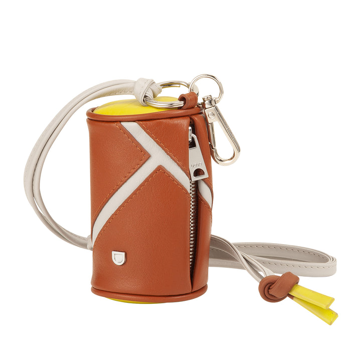 DUDU AirPods nek-oortelefoonhoesje van leer met ritssluiting - Mini unisex tas met riem, sporttennisontwerp, voor sleutels en munten