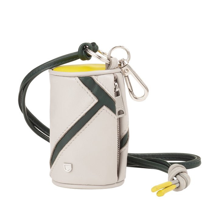 DUDU AirPods nek-oortelefoonhoesje van leer met ritssluiting - Mini unisex tas met riem, sporttennisontwerp, voor sleutels en munten