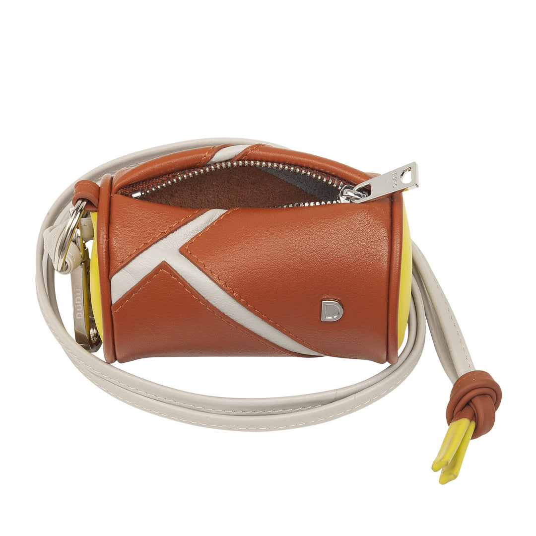 DUDU AirPods nek-oortelefoonhoesje van leer met ritssluiting - Mini unisex tas met riem, sporttennisontwerp, voor sleutels en munten