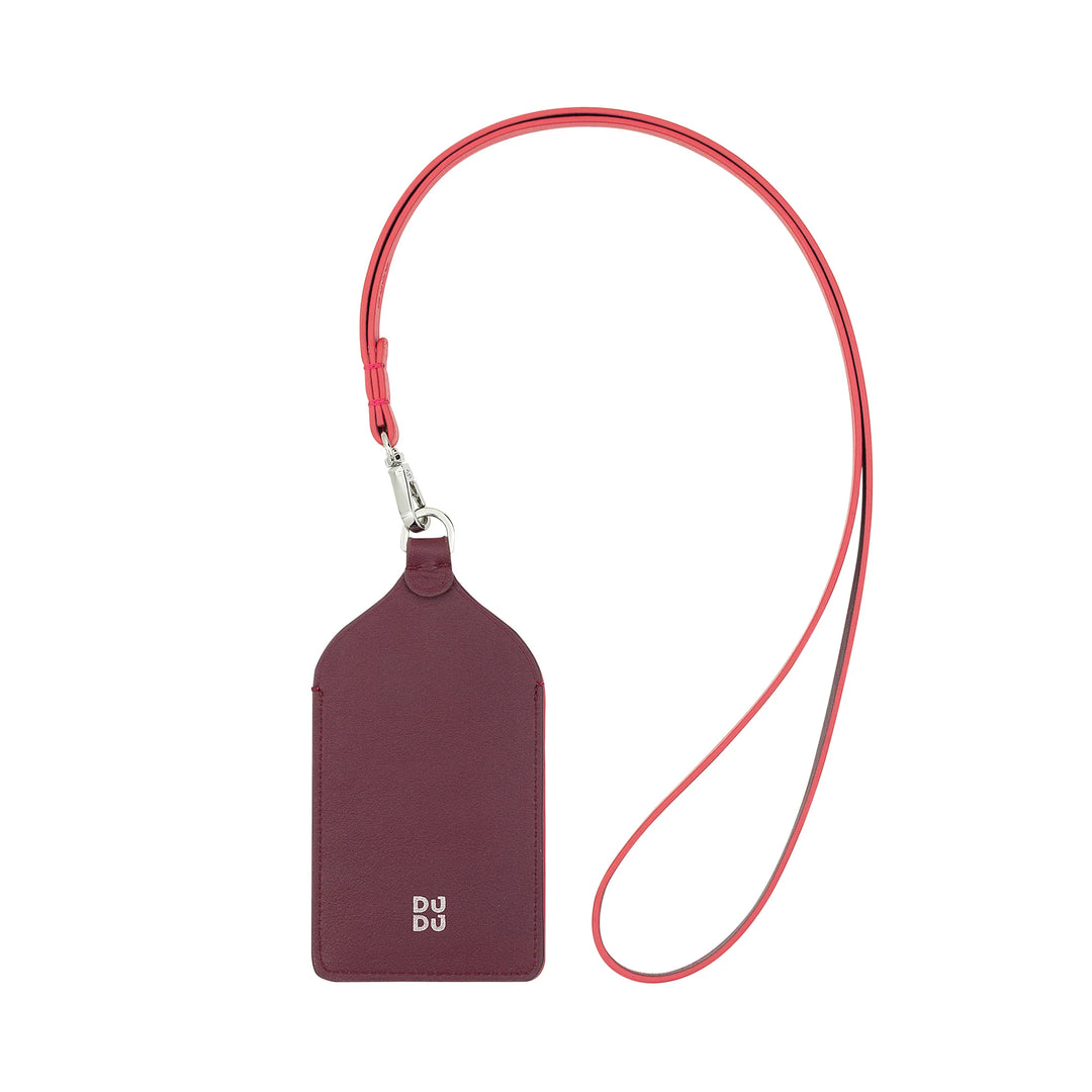 DUDU lederen nekbadgehouder, met afneembaar koord, creditcardformaat pashouder, badgehouder voor beurzen, conferenties, kantoor