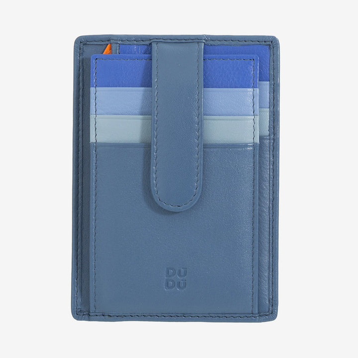 DUDU Slanke veelkleurige lederen creditcardhouder voor heren en dames met 9 slots en veiligheidssluiting