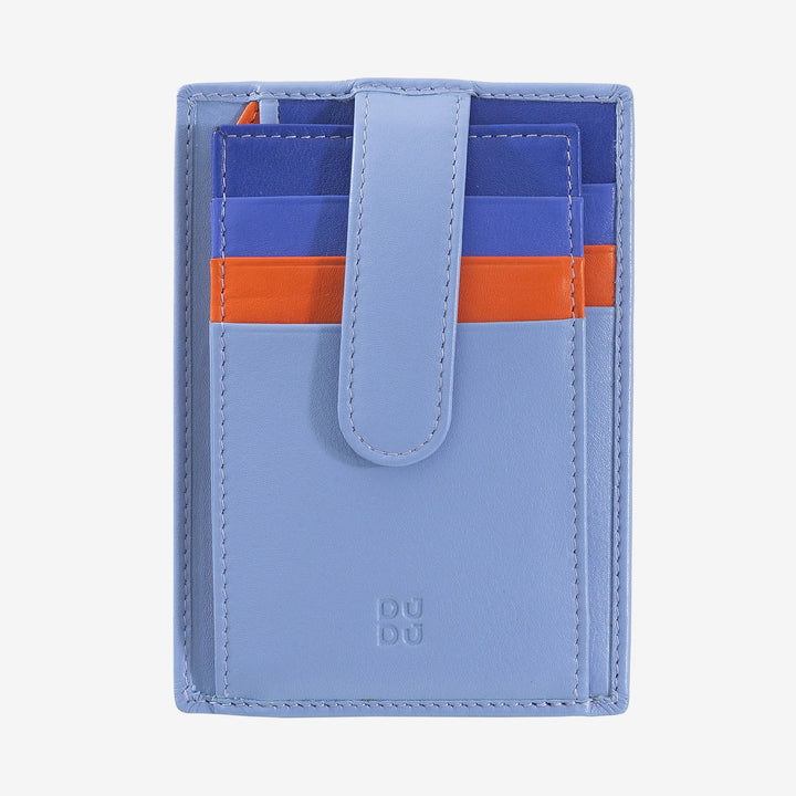 DUDU Slanke veelkleurige lederen creditcardhouder voor heren en dames met 9 slots en veiligheidssluiting