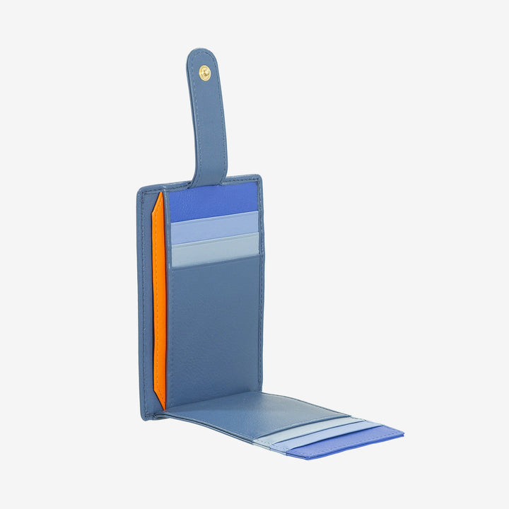 DUDU Slanke veelkleurige lederen creditcardhouder voor heren en dames met 9 slots en veiligheidssluiting