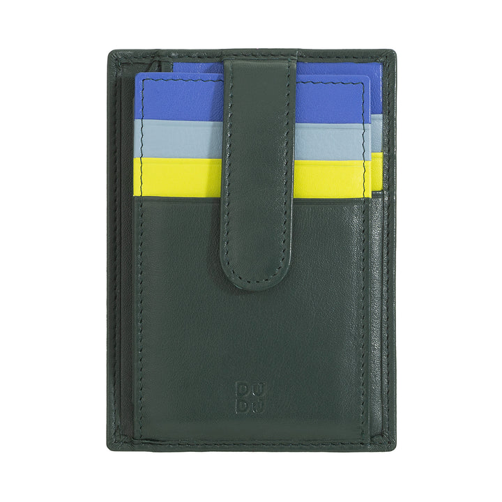 DUDU Multicolor Leather Slim Men's Credit Card Holder Women with 9 Slots and Security Closure