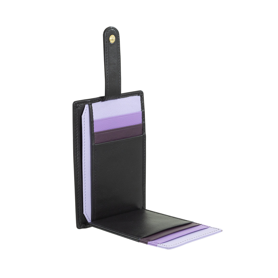 DUDU Slanke veelkleurige lederen creditcardhouder voor heren en dames met 9 slots en veiligheidssluiting