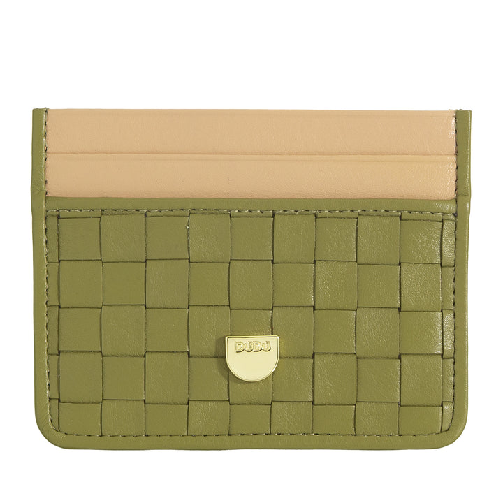 DUDU Woven Leather Card Holder for Men and Women - Slim Compact Woven Card Holder, Elegant Design, Pocket Credit Card Holder