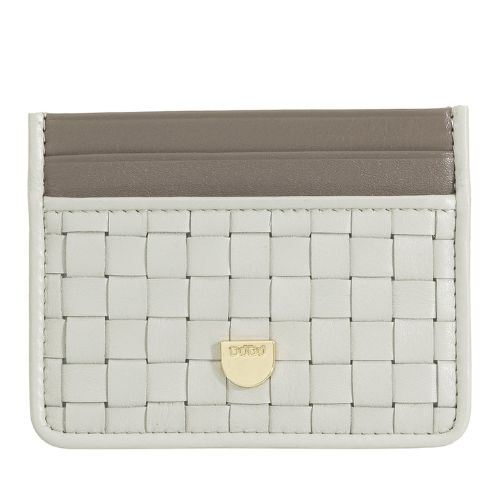 DUDU Kartenetui aus gewebtem Leder für Damen und Herren – Schlankes, kompaktes, gewebtes Kartenetui, elegantes Design, Taschen-Kreditkartenetui