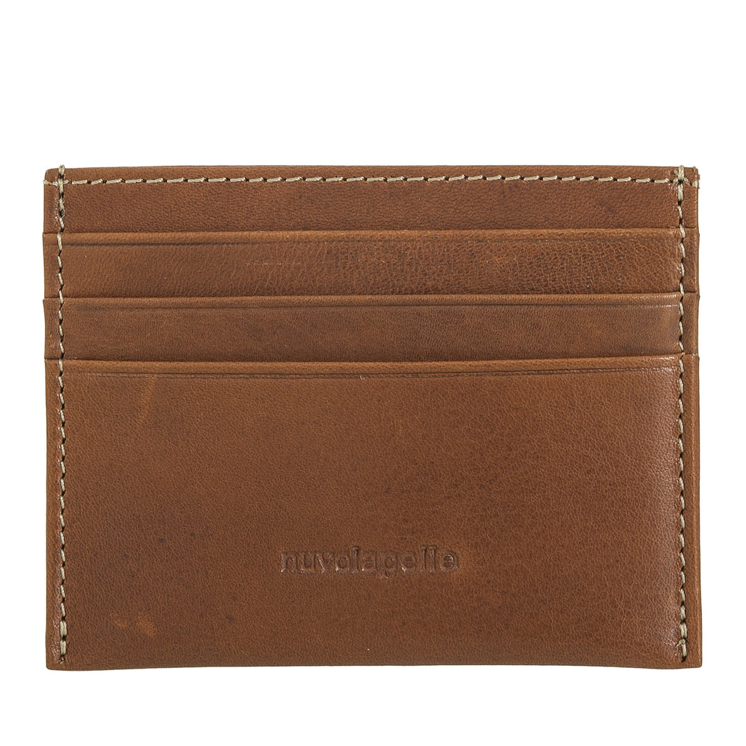 Nuvola Pelle Small Leather Card Holder - Slim Card Holder for Men and Women, Thin Pocket with Pockets for Cards and Business Cards in a Compact Design