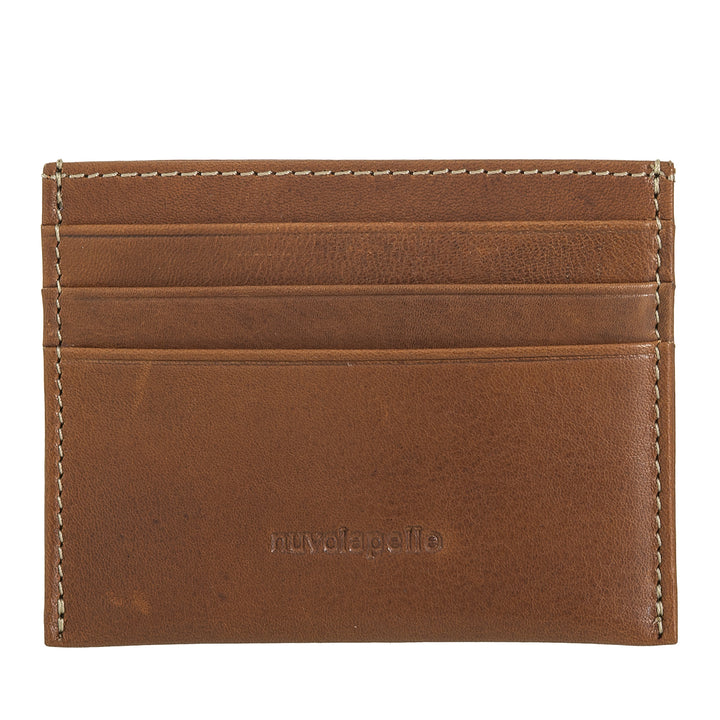 Nuvola Pelle Small Leather Card Holder - Slim Card Holder for Men and Women, Thin Pocket with Pockets for Cards and Business Cards in a Compact Design