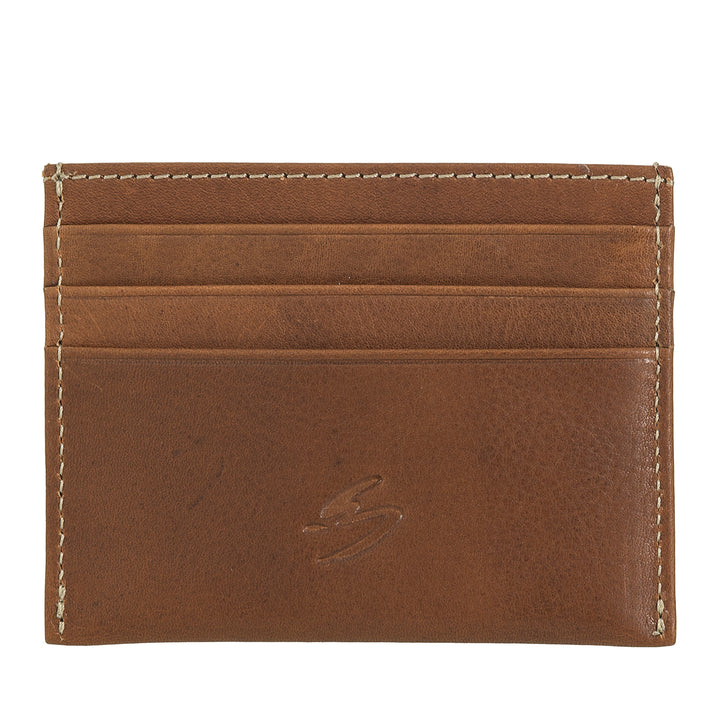 Nuvola Pelle Small Leather Card Holder - Slim Card Holder for Men and Women, Thin Pocket with Pockets for Cards and Business Cards in a Compact Design
