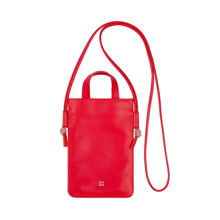 DUDU Genuine Leather Cell Phone Shoulder Bag, Elegant Shoulder Neck Smartphone Holder, Colorful Phone Pouch