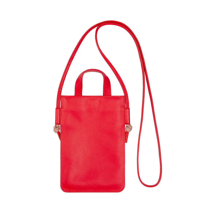 DUDU Genuine Leather Cell Phone Shoulder Bag, Elegant Shoulder Neck Smartphone Holder, Colorful Phone Pouch