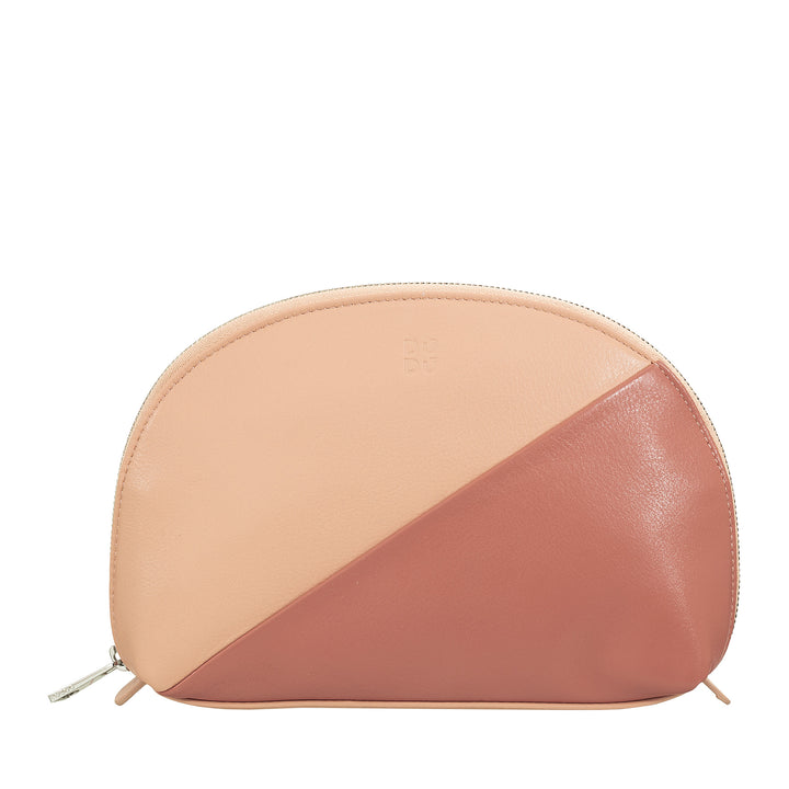 DUDU make-uphouder clutch in leren reistas met veelkleurige ritssluiting