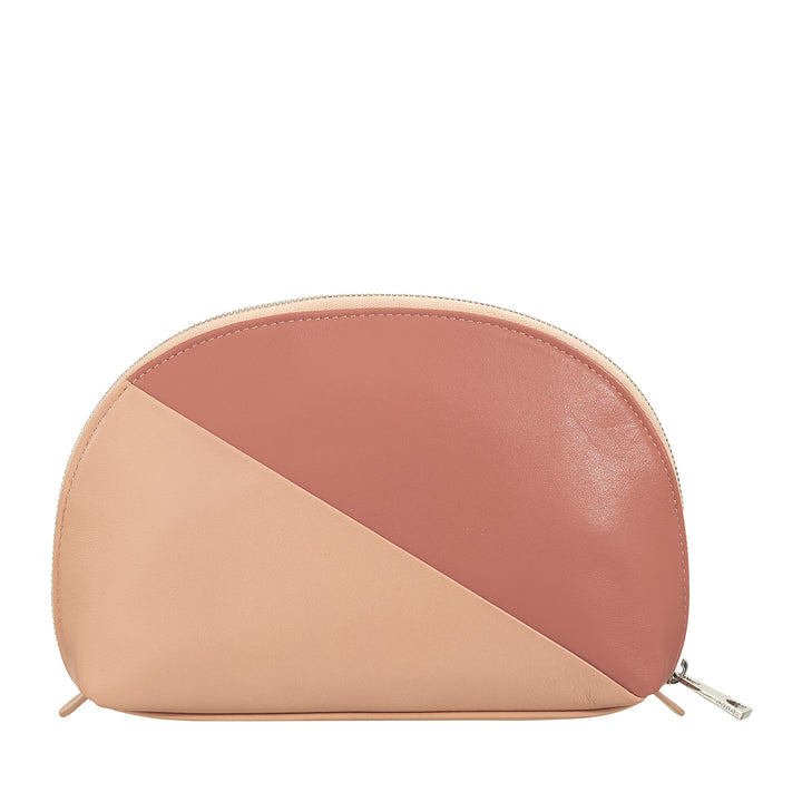 DUDU make-uphouder clutch in leren reistas met veelkleurige ritssluiting