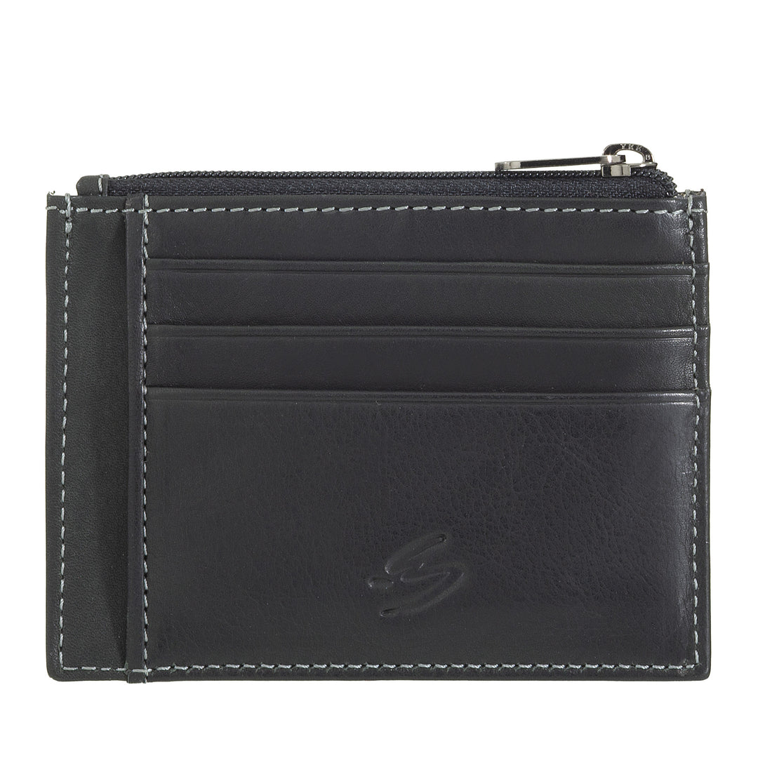 Nuvola Pelle lederen creditcardhouder voor heren en dames - Slanke kaarthouder met vakken en ritsvak - Elegant en compact