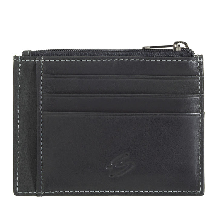 Nuvola Pelle lederen creditcardhouder voor heren en dames - Slanke kaarthouder met vakken en ritsvak - Elegant en compact