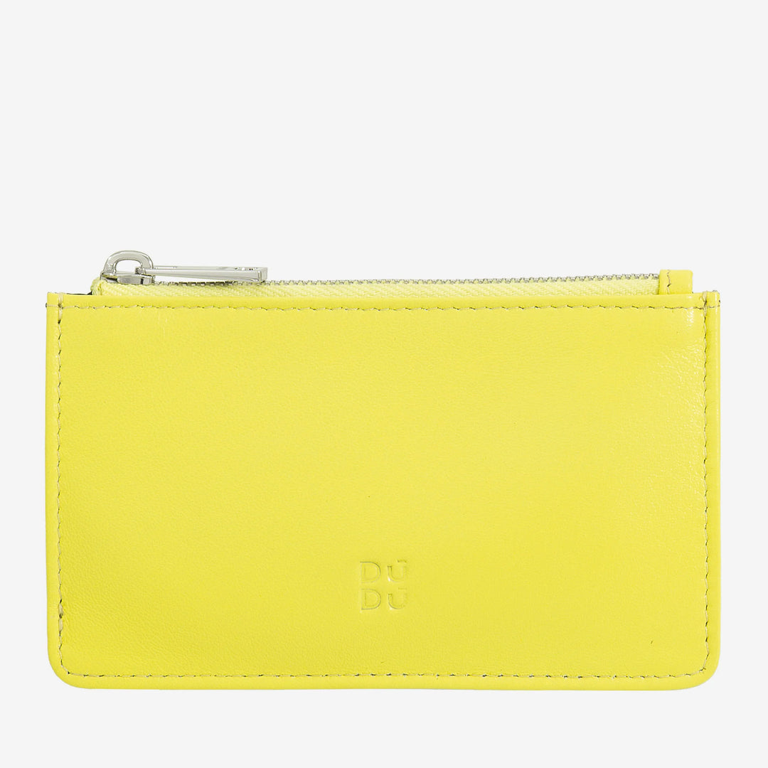 DUDU lederen creditcardhouder voor heren en dames, kleine slanke portemonnee, 4 kaarthouders, met ritssluiting