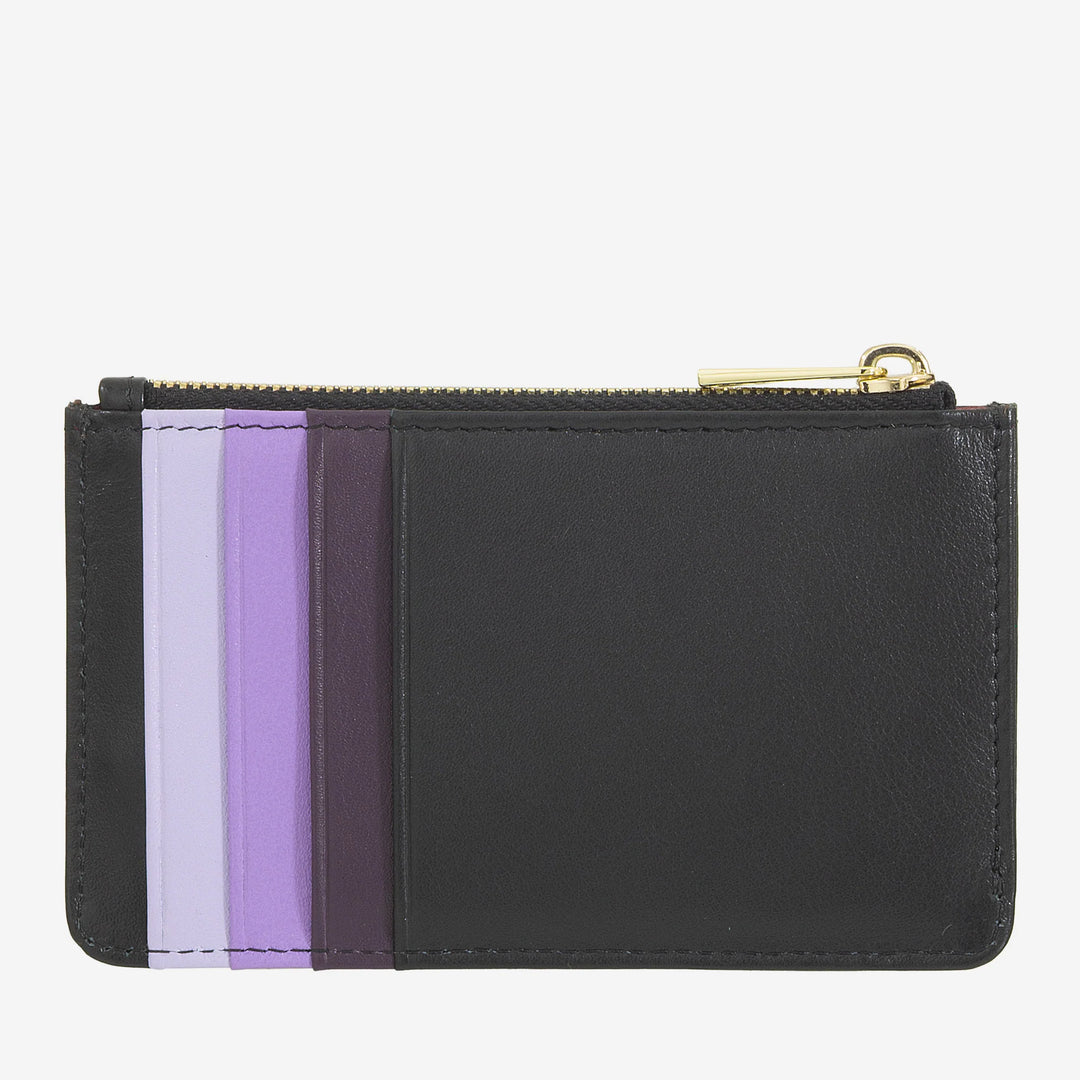 DUDU lederen creditcardhouder voor heren en dames, kleine slanke portemonnee, 4 kaarthouders, met ritssluiting