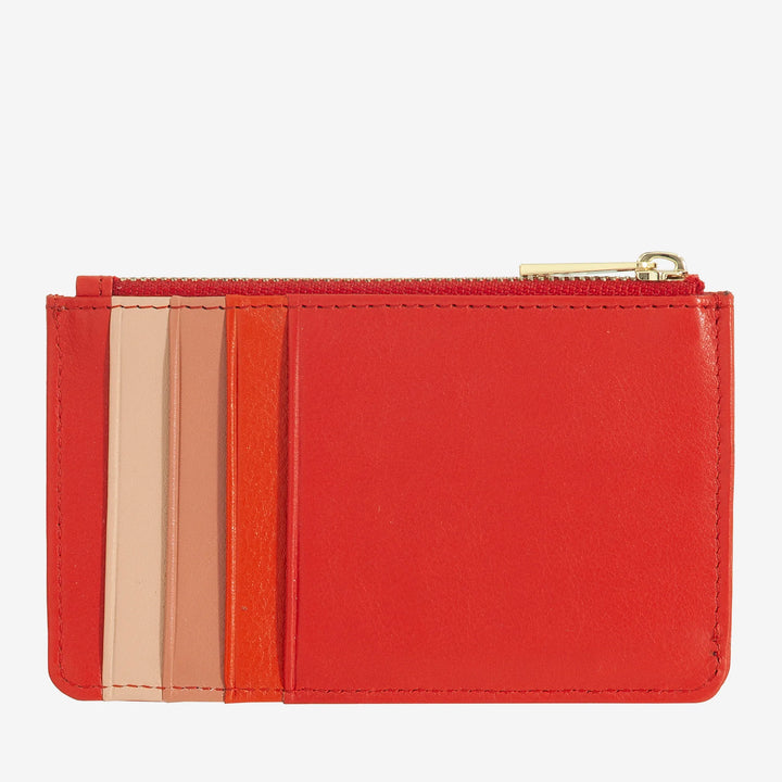DUDU lederen creditcardhouder voor heren en dames, kleine slanke portemonnee, 4 kaarthouders, met ritssluiting