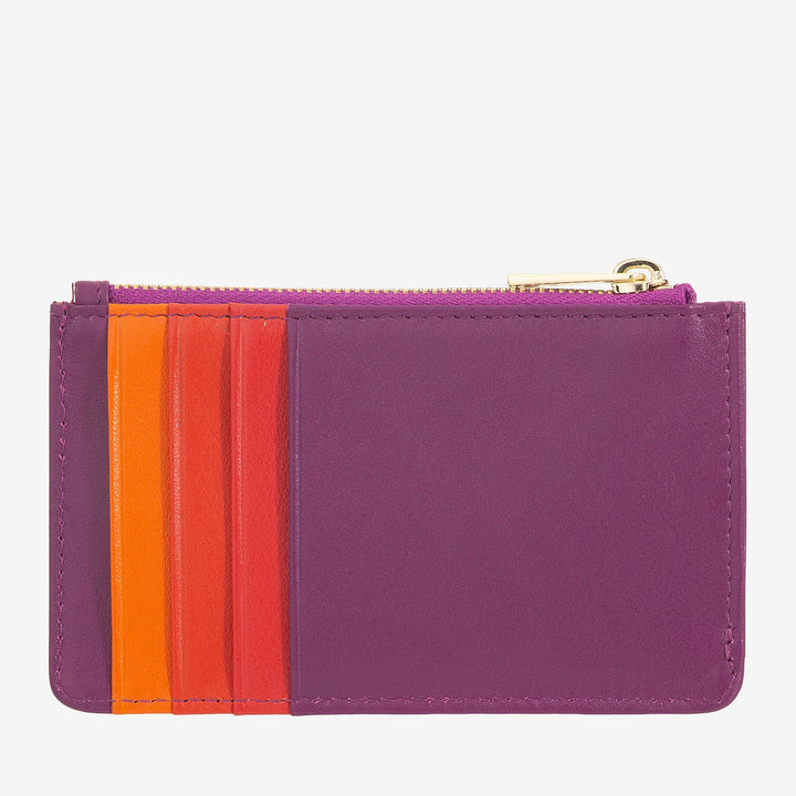 DUDU lederen creditcardhouder voor heren en dames, kleine slanke portemonnee, 4 kaarthouders, met ritssluiting
