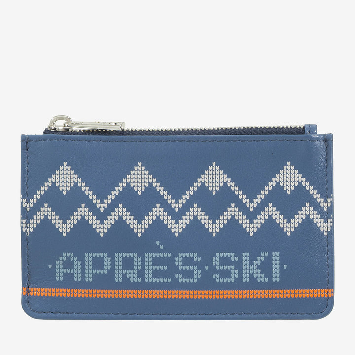 DUDU lederen creditcardhouder voor heren en dames, slanke kleine après-ski portemonnee, 4 kaarthouders, portemonnee met ritssluiting