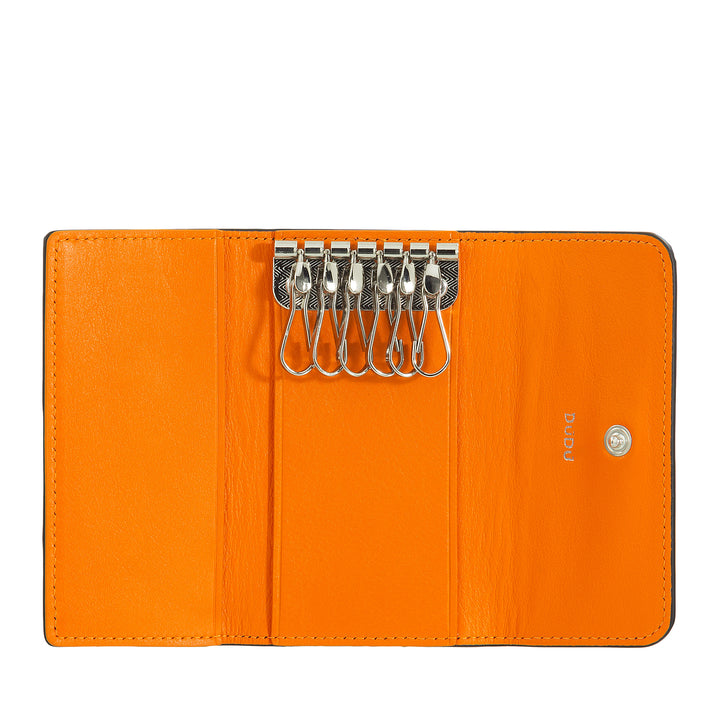 DUDU lederen sleutelhouder met 6 haken, sleutelhouder tasje voor heren en dames - elegant, praktisch en compact voor het organiseren van sleutels