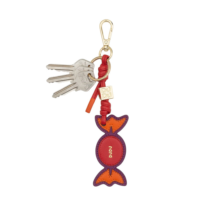 DUDU Candy Leder-Schlüsselanhänger mit Karabiner – Leder-Schlüsselanhänger für Schlüssel, Tasche oder Rucksack, originelles und farbenfrohes Accessoire