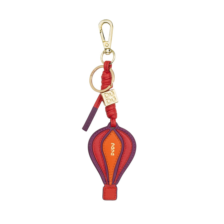 DUDU lederen heteluchtballon sleutelhanger met karabijnhaak - lederen sleutelhanger charme voor sleutels, tas of rugzak, origineel en kleurrijk accessoire