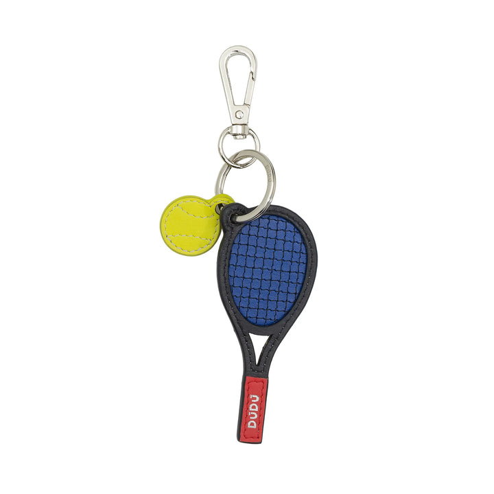 DUDU Tennisschläger-Schlüsselanhänger aus Leder mit Karabiner – Tennis-Sport-Schlüsselanhänger für Schlüssel, Tasche oder Rucksack