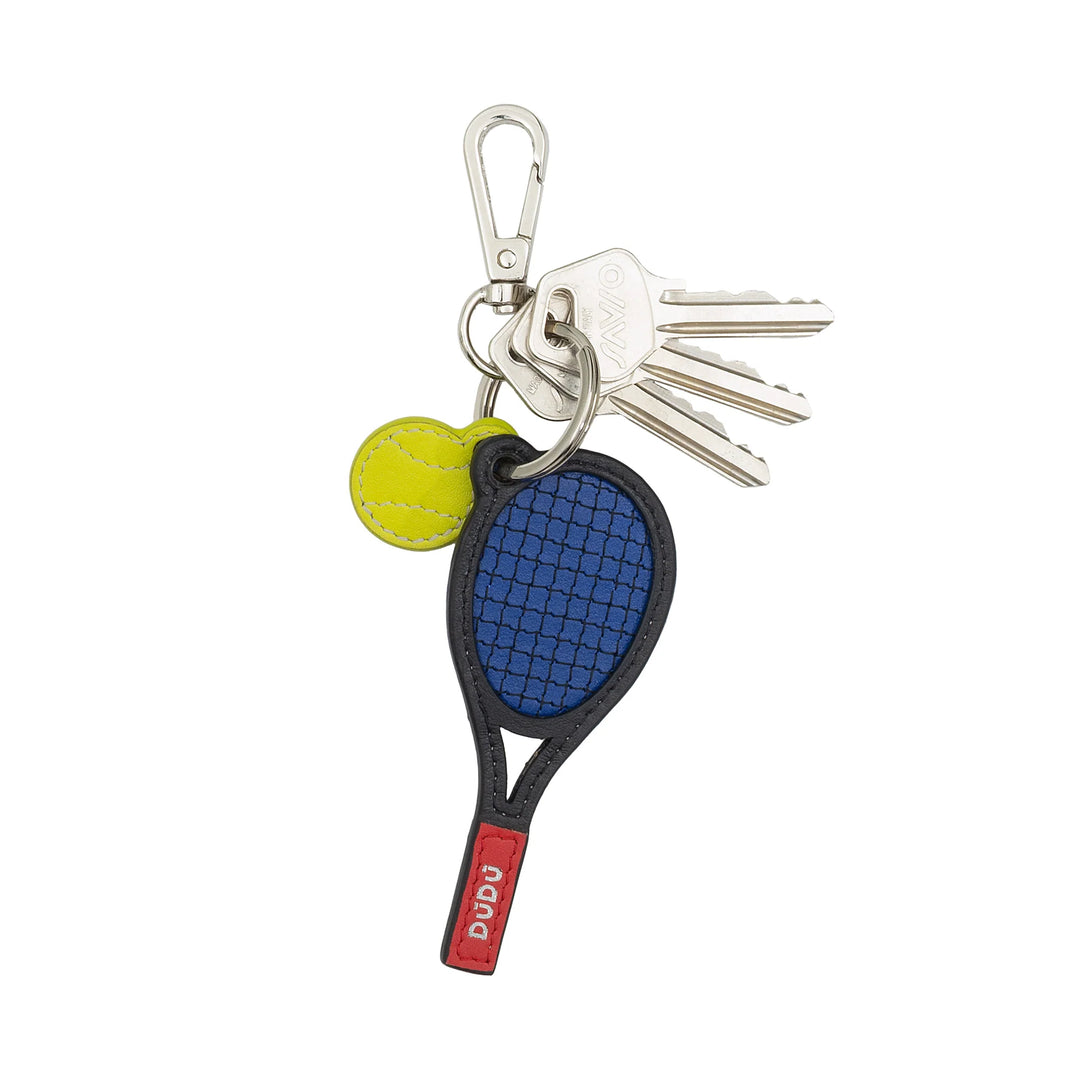 DUDU Tennisschläger-Schlüsselanhänger aus Leder mit Karabiner – Tennis-Sport-Schlüsselanhänger für Schlüssel, Tasche oder Rucksack