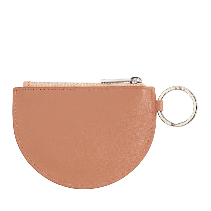 DUDU Mini leren portemonnee voor dames met ritssluiting en tweekleurige slanke design-sleutelhanger