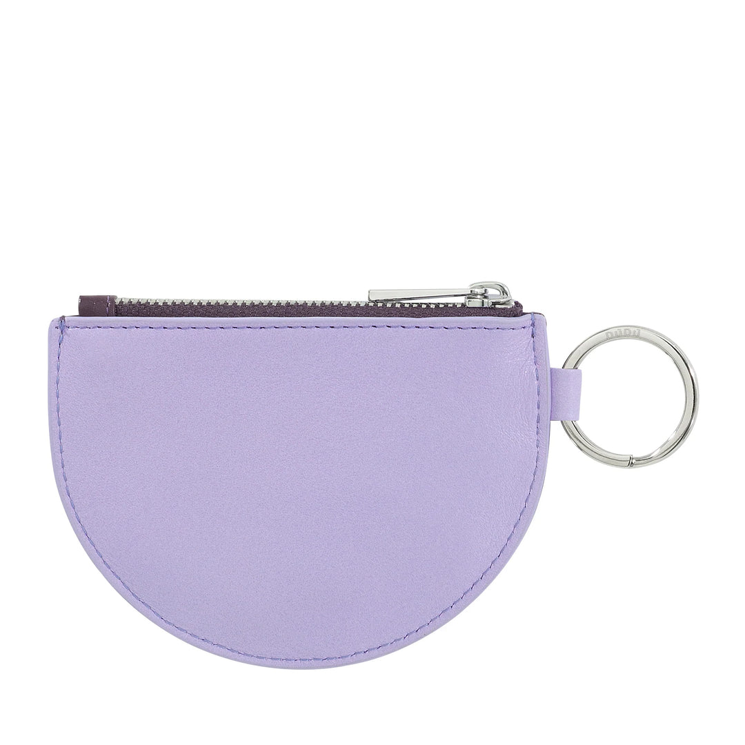DUDU Mini leren portemonnee voor dames met ritssluiting en tweekleurige slanke design-sleutelhanger