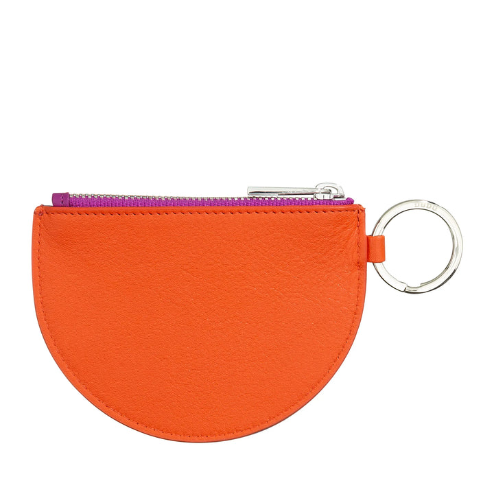 DUDU Mini leren portemonnee voor dames met ritssluiting en tweekleurige slanke design-sleutelhanger