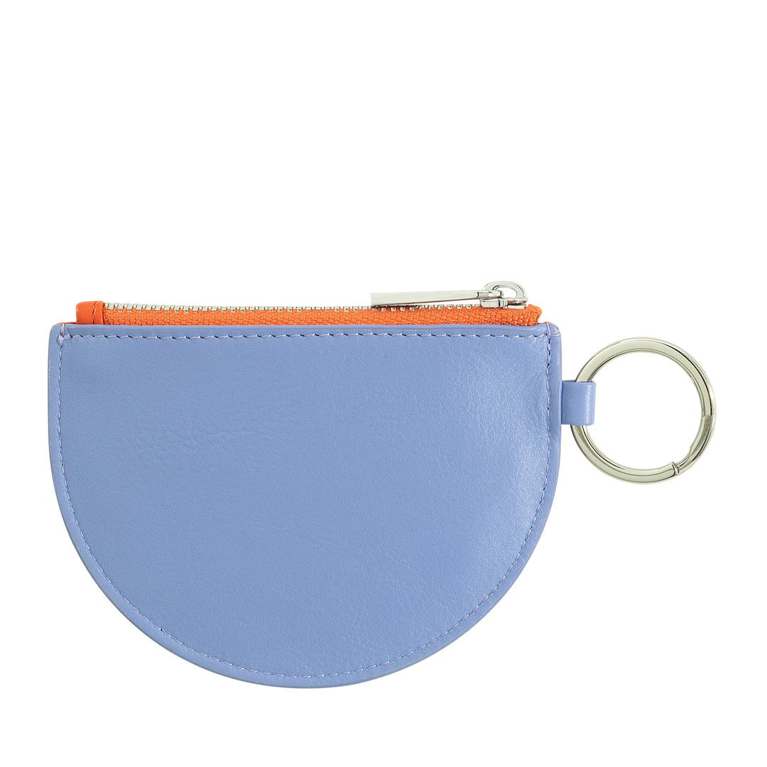 DUDU Mini leren portemonnee voor dames met ritssluiting en tweekleurige slanke design-sleutelhanger
