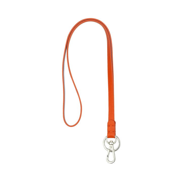 DUDU Lanyard nekband met ring en metalen karabijnhaak van echt leer, Lanyard voor sleutels, badgehouder, auto, sleutelhanger