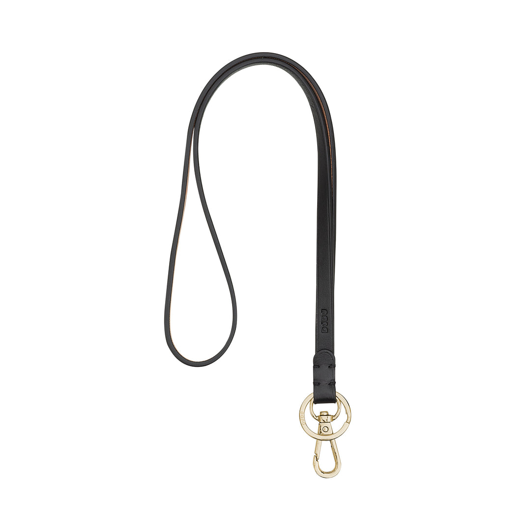 DUDU Lanyard nekband met ring en metalen karabijnhaak van echt leer, Lanyard voor sleutels, badgehouder, auto, sleutelhanger