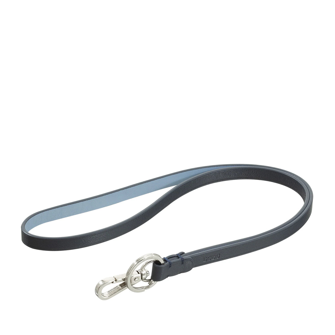 DUDU Lanyard nekband met ring en metalen karabijnhaak van echt leer, Lanyard voor sleutels, badgehouder, auto, sleutelhanger