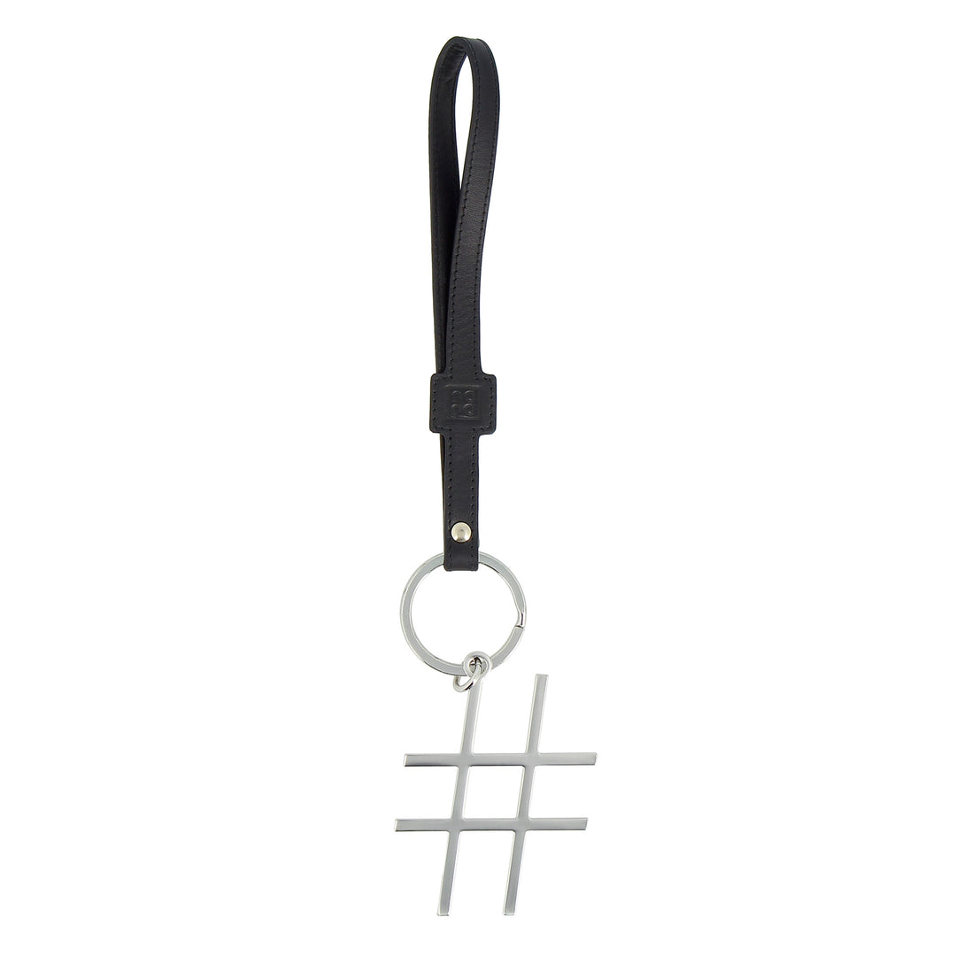 DUDU Damen-Schlüsselanhänger aus Leder in Hashtag-Form mit Ring